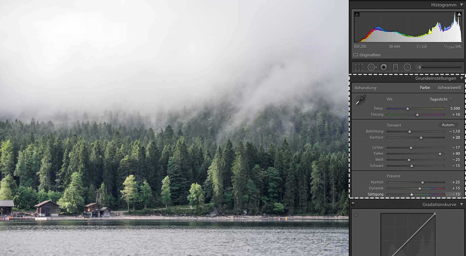 Die Aufnahme nach Anpassung der Grundeinstellungen