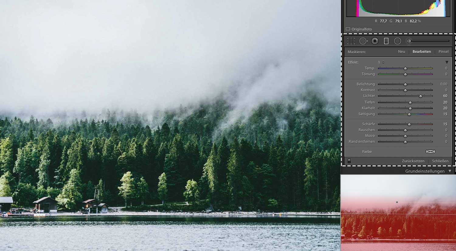 Lokale Anpassungen mittels linearem Verlaufsfilter