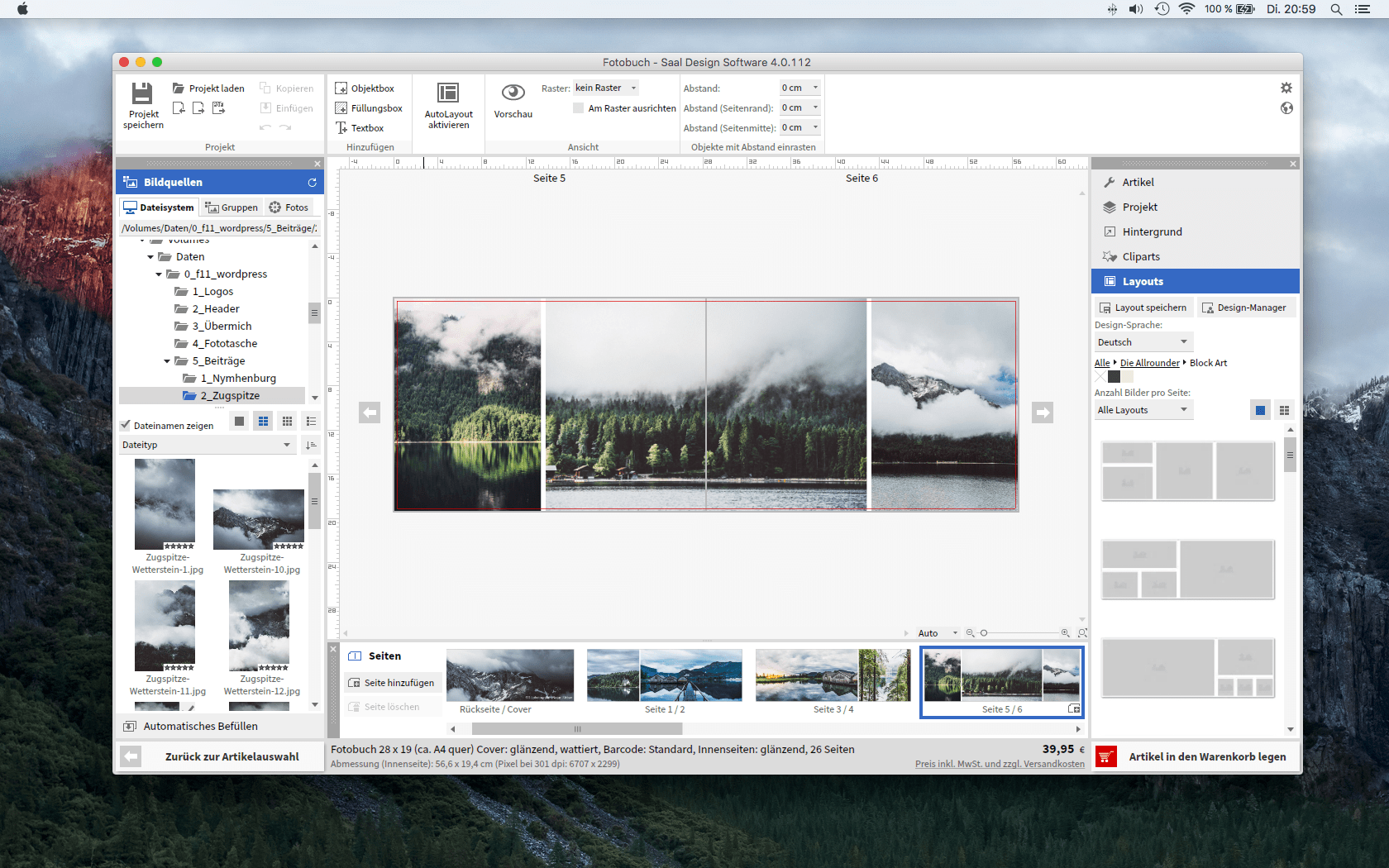 Die Saal Design Software zur Gestaltung des Fotobuchs