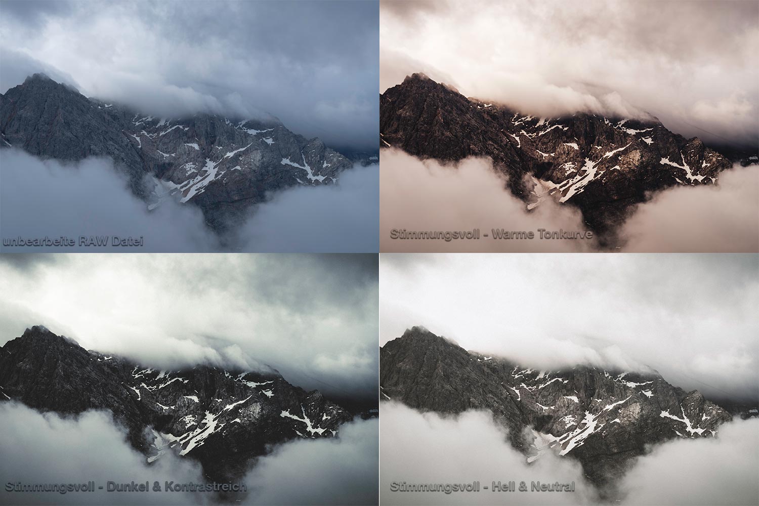 Alle Presets dieser Art zeichnen sich durch eine eher flache und kontrastarme Tonkurve aus