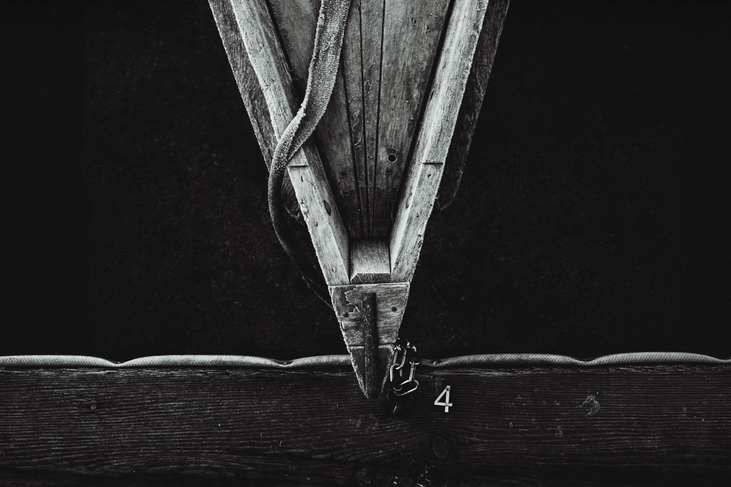 Bearbeitung in Schwarz und Weiß. Die Strukturen des Holzes kommen besonders zum Vorschein.