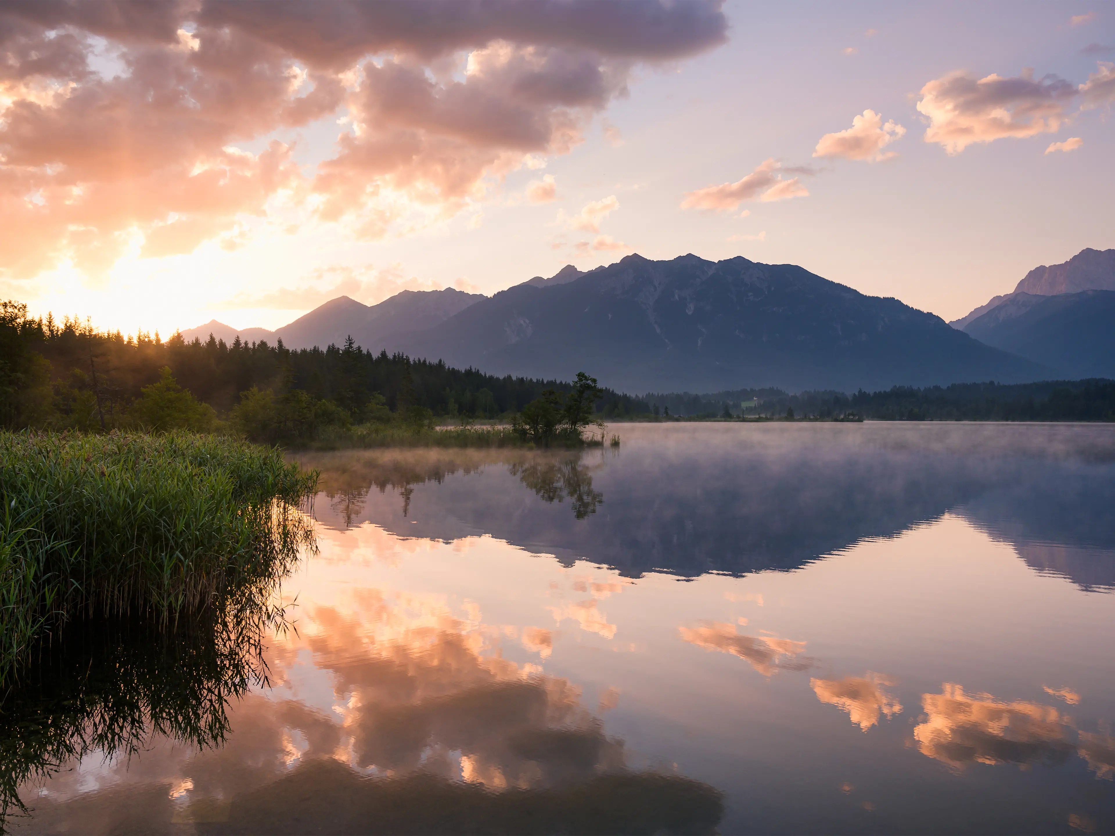Oder mit Blick zum Sonnenaufgang und direktem Licht, wie hier an der Badewiese.