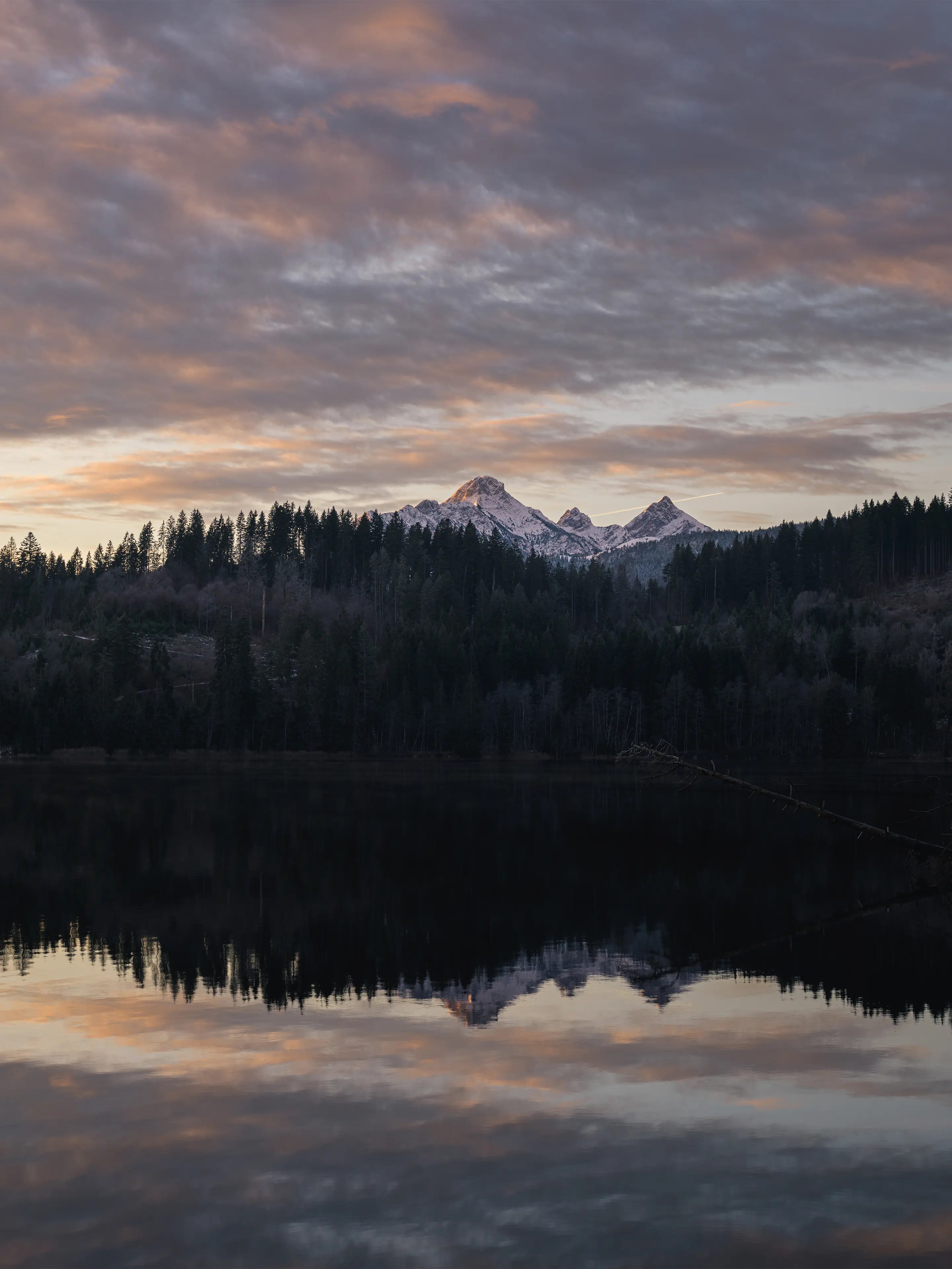 Der Blick geht in Richtung Wettersteingebirge, durch die triste Vegeation ergeben sich im Winter nicht so viele Motive.
