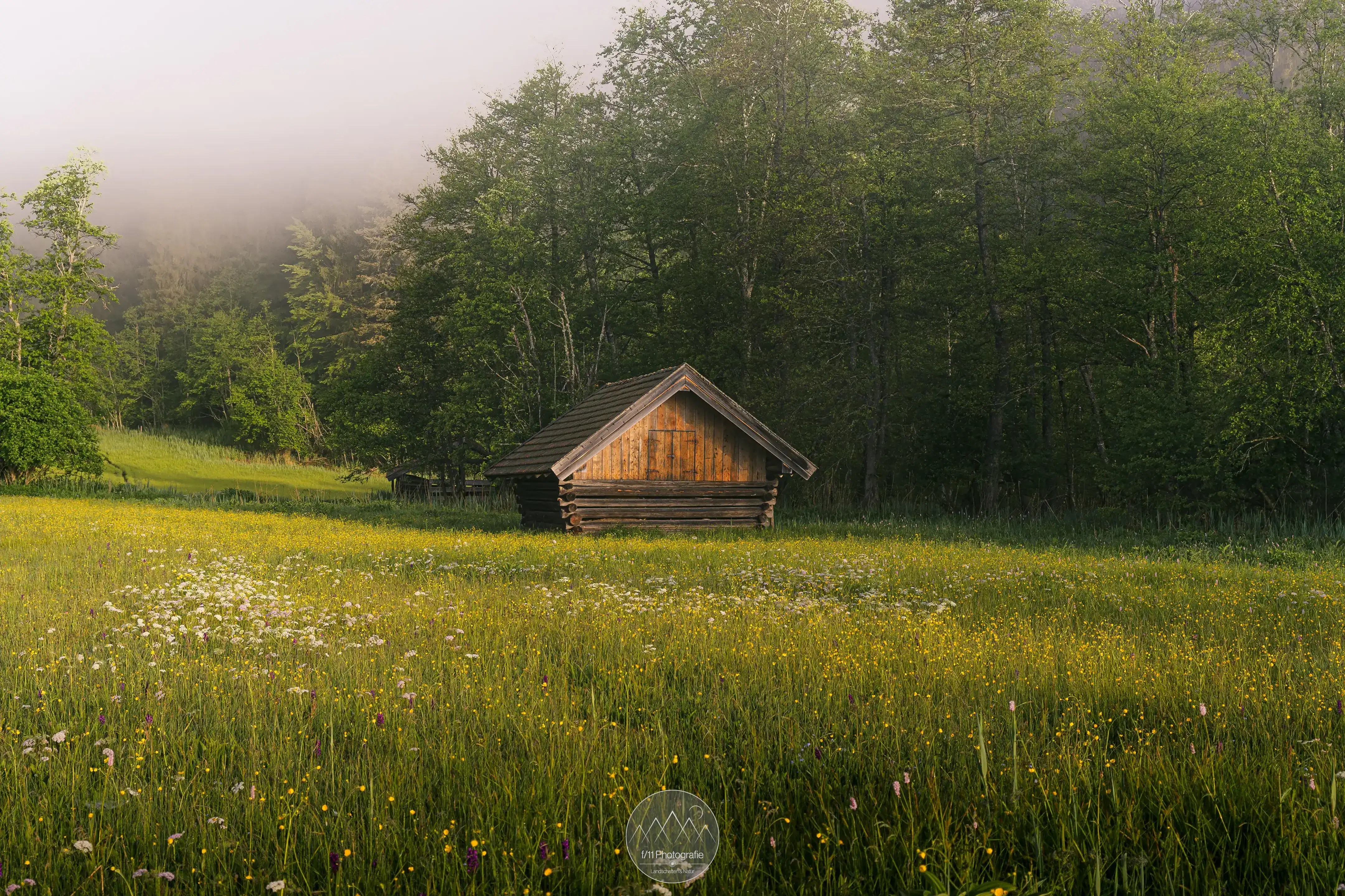 Die kleinen Hütten und grünen Wiesen sind reizvolles Motiv entlang des Uferwegs. Besonders im Frühling.
