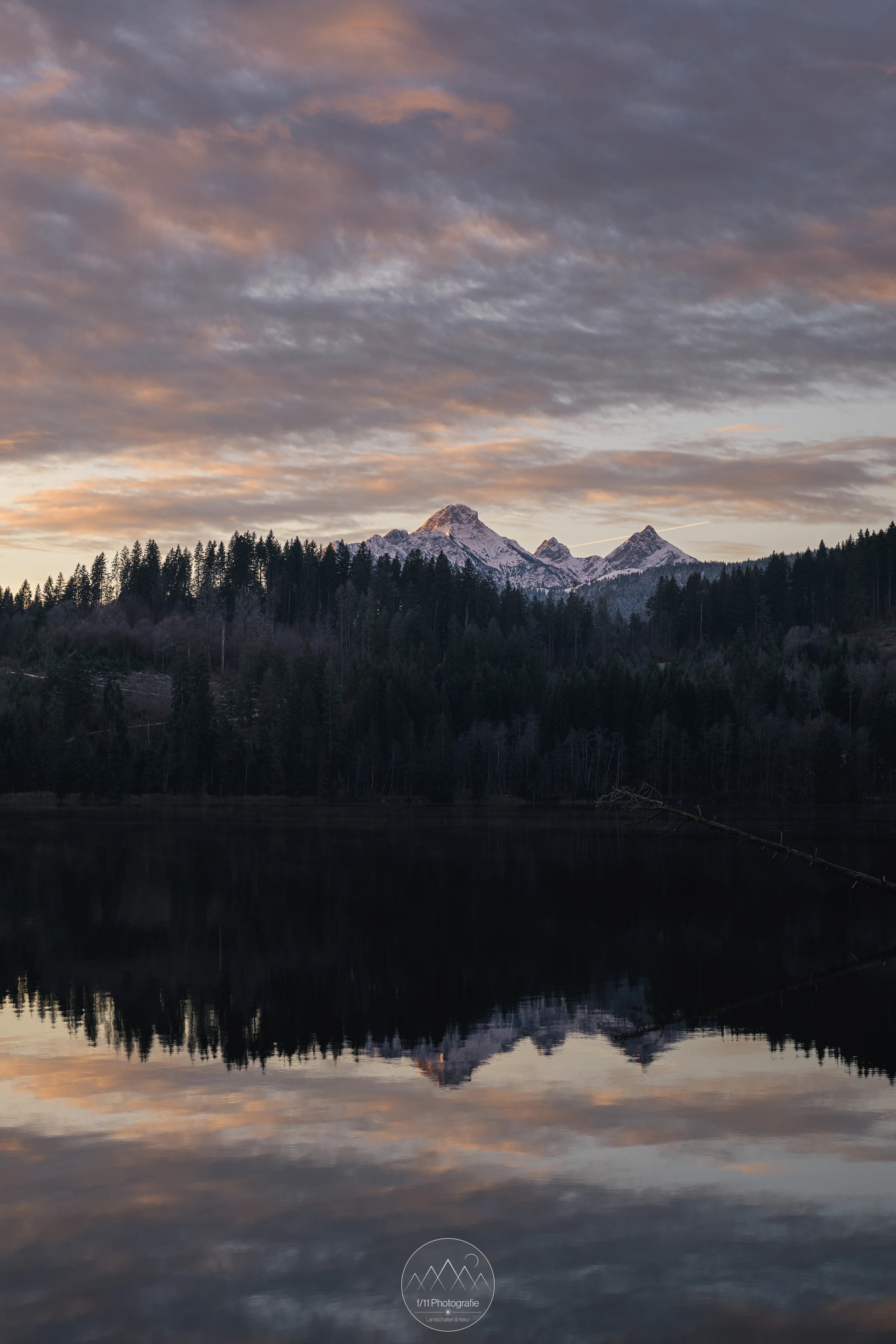Der Blick geht in Richtung Wettersteingebirge, durch die triste Vegeation ergeben sich im Winter nicht so viele Motive.