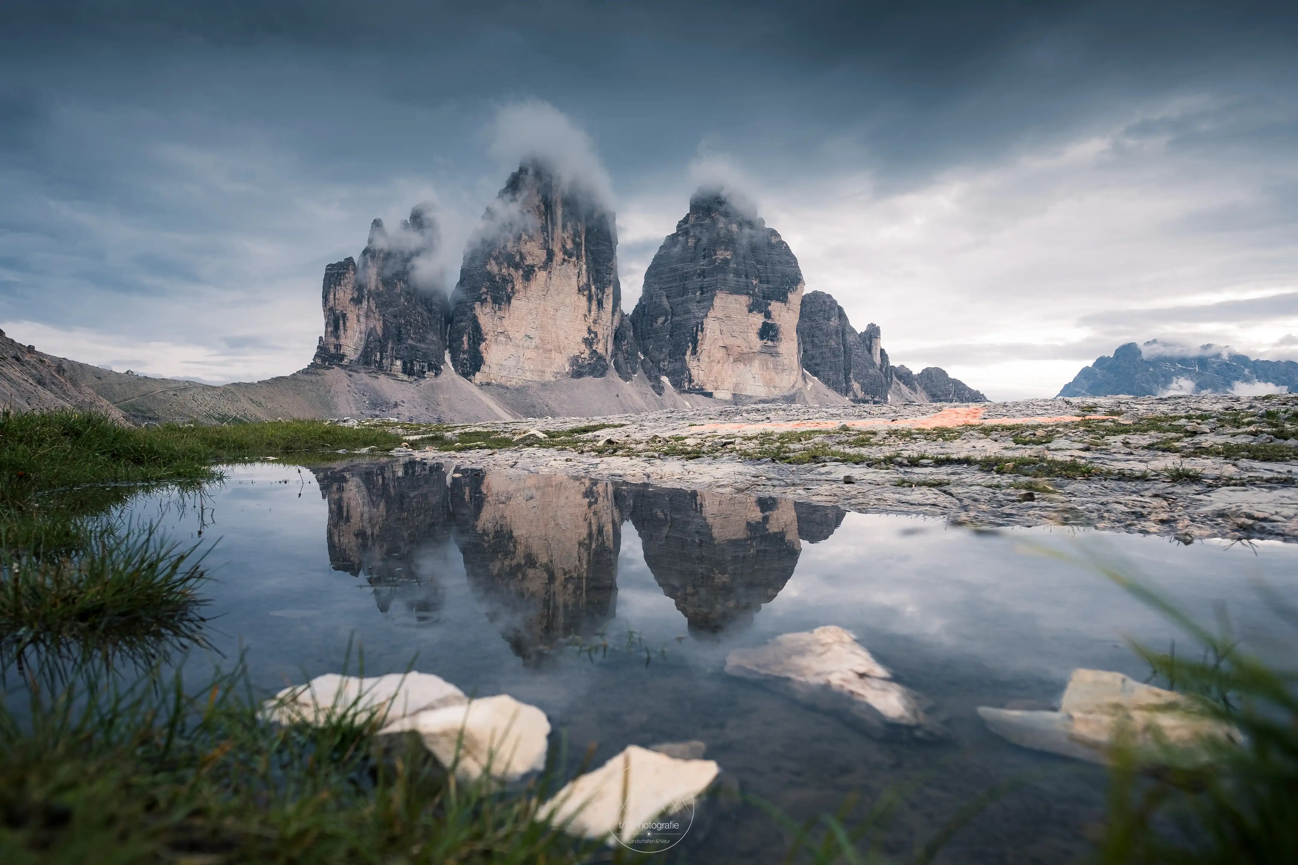Auch bei schlechtem Wetter sind die Drei Zinnen ein lohnenswertes Motiv.