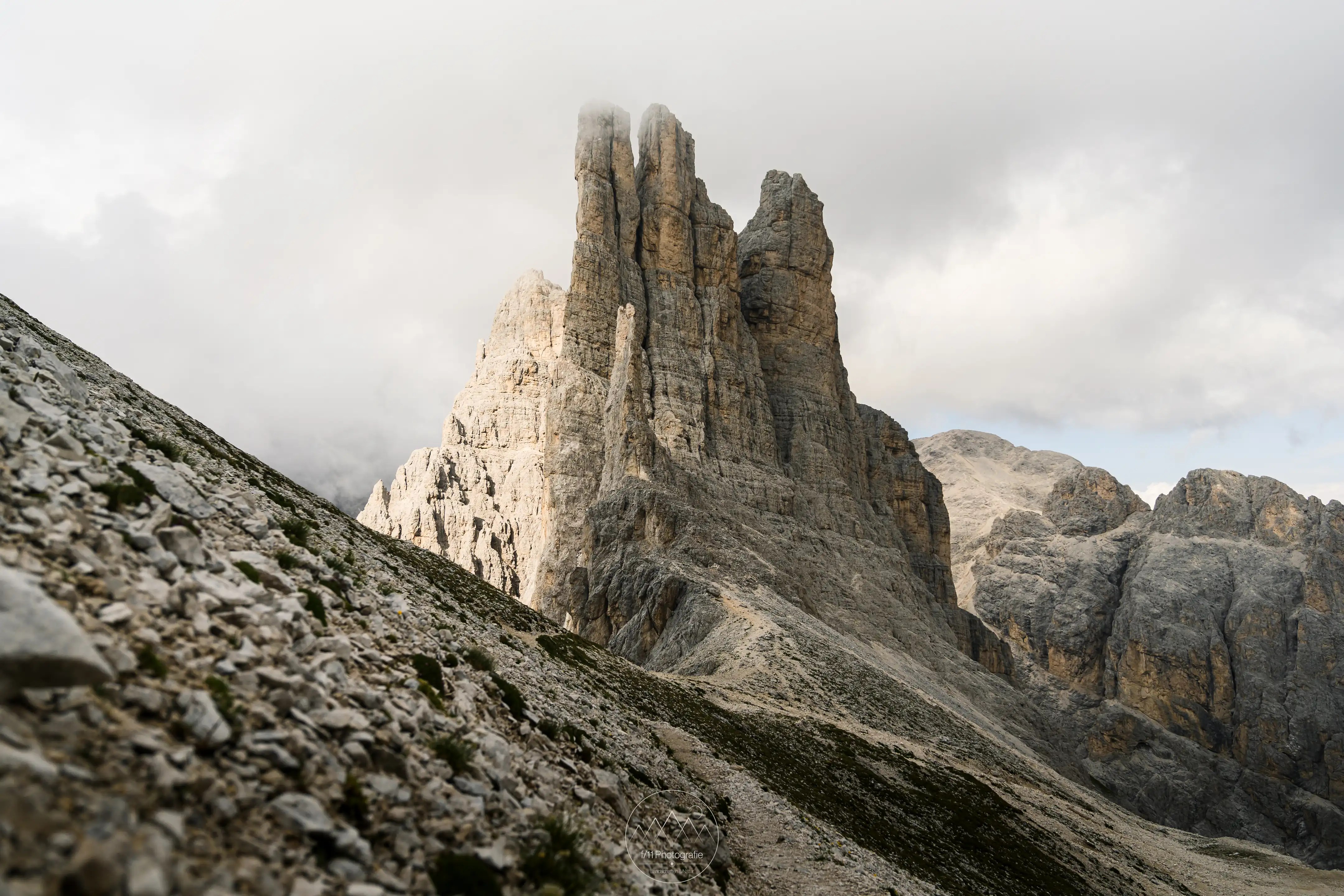 Die Vajolet-Türme im Herzen des Rosengartens in den Dolomiten.