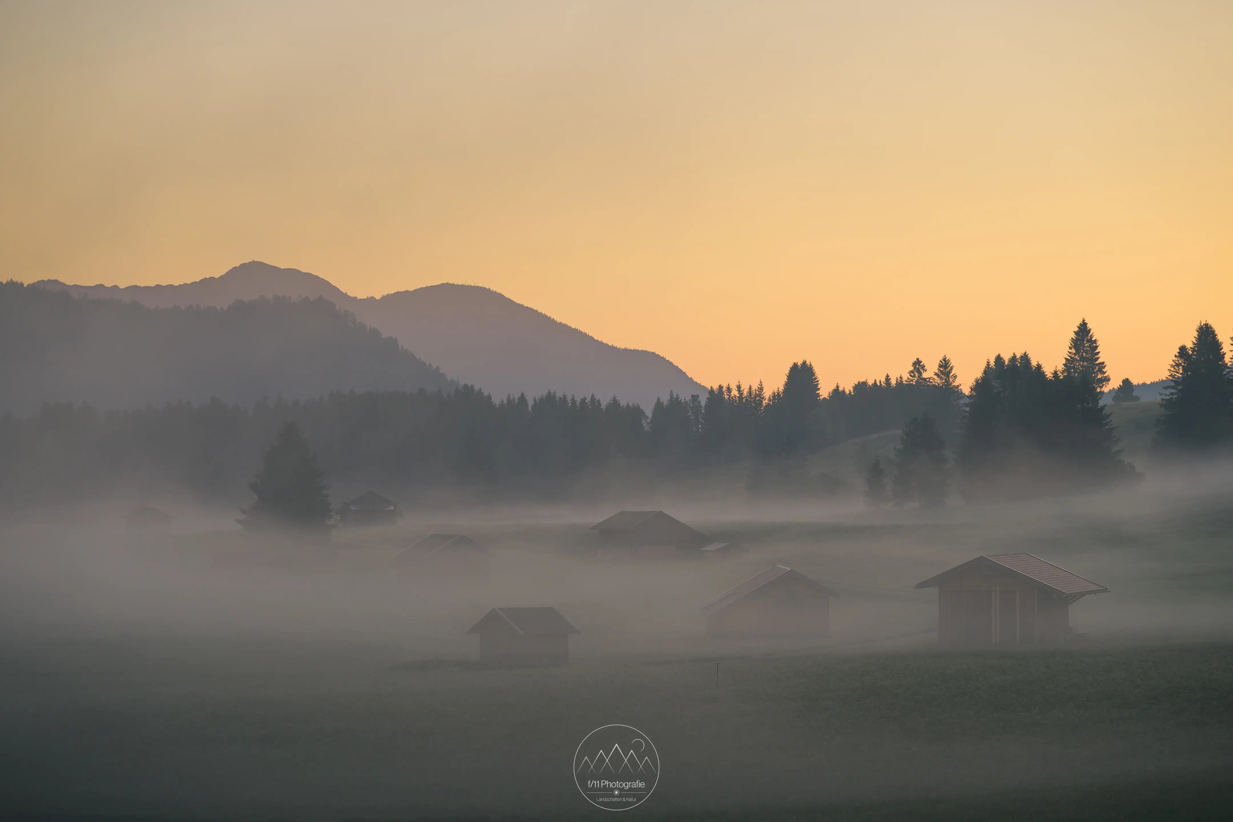 Am Morgen liegt mit etwas Glück ein leichter Nebel über den Buckelwiesen.